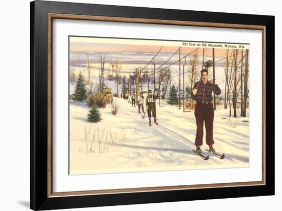Ski Tow on Rib Mountain, Wausau, Wisconsin-null-Framed Art Print