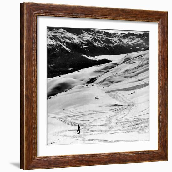 Ski Tracks on Alpine Slopes of Winter Resort-Alfred Eisenstaedt-Framed Photographic Print