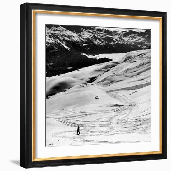 Ski Tracks on Alpine Slopes of Winter Resort-Alfred Eisenstaedt-Framed Photographic Print