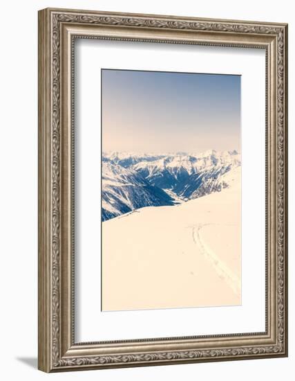 Ski Trail with Valley in the Back-Anze Bizjan-Framed Photographic Print