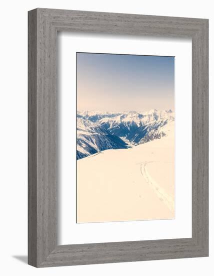 Ski Trail with Valley in the Back-Anze Bizjan-Framed Photographic Print