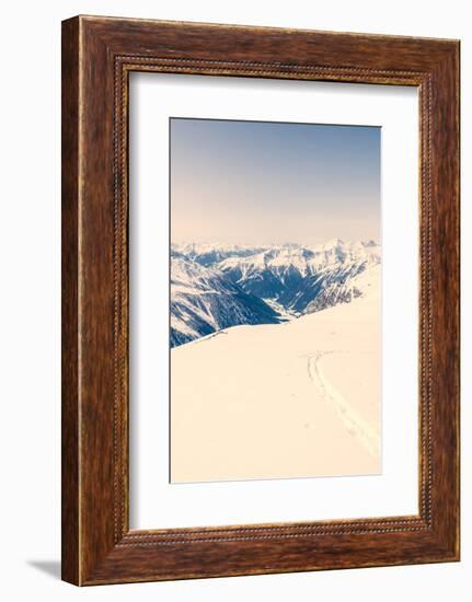 Ski Trail with Valley in the Back-Anze Bizjan-Framed Photographic Print