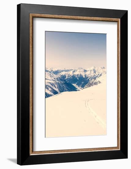 Ski Trail with Valley in the Back-Anze Bizjan-Framed Photographic Print