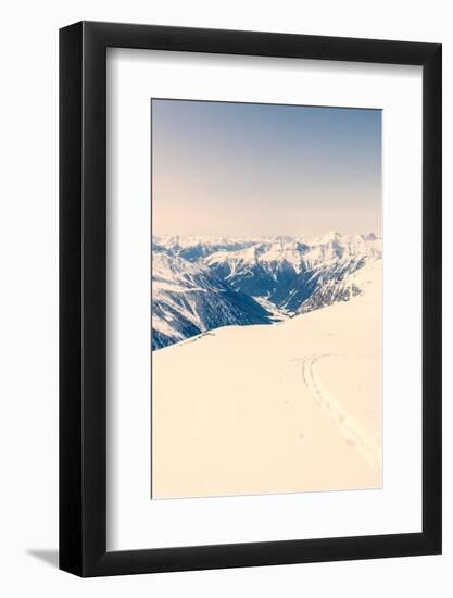 Ski Trail with Valley in the Back-Anze Bizjan-Framed Photographic Print