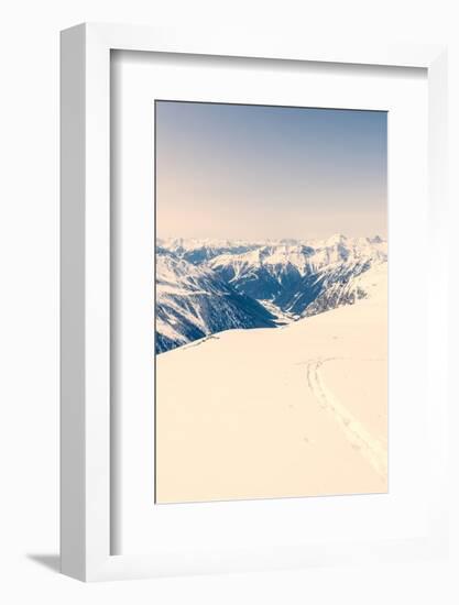 Ski Trail with Valley in the Back-Anze Bizjan-Framed Photographic Print