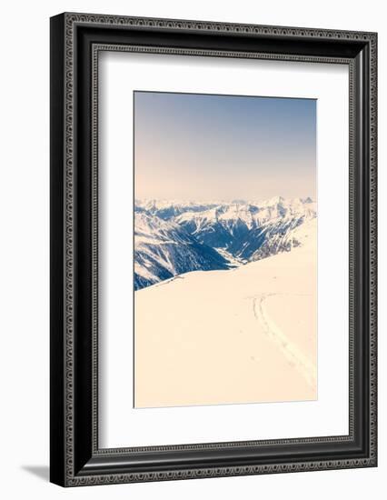 Ski Trail with Valley in the Back-Anze Bizjan-Framed Photographic Print