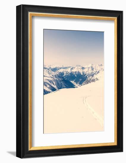 Ski Trail with Valley in the Back-Anze Bizjan-Framed Photographic Print