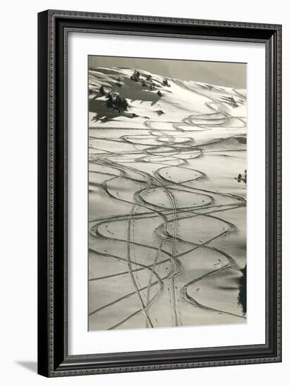 Ski Trails in Snow-null-Framed Art Print