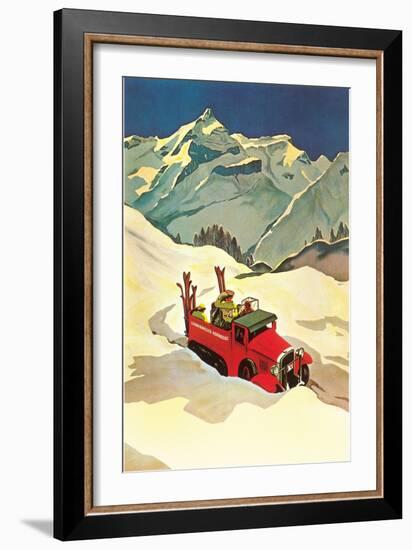 Ski Truck in Alps-null-Framed Premium Giclee Print