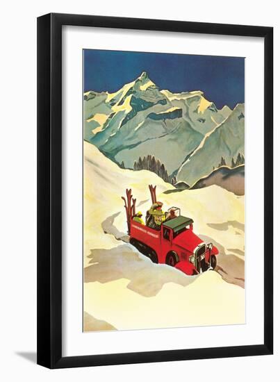 Ski Truck in Alps-null-Framed Art Print