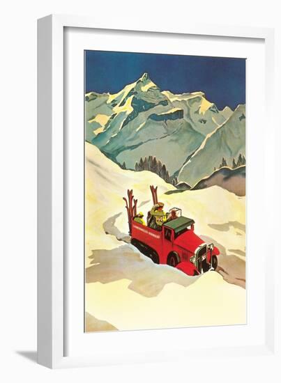 Ski Truck in Alps-null-Framed Art Print