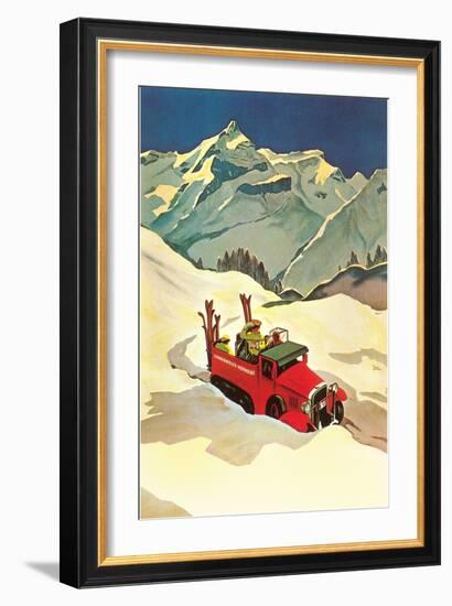 Ski Truck in Alps--Framed Art Print