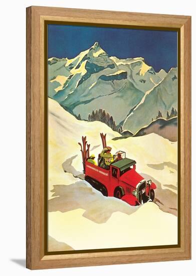 Ski Truck in Alps-null-Framed Stretched Canvas