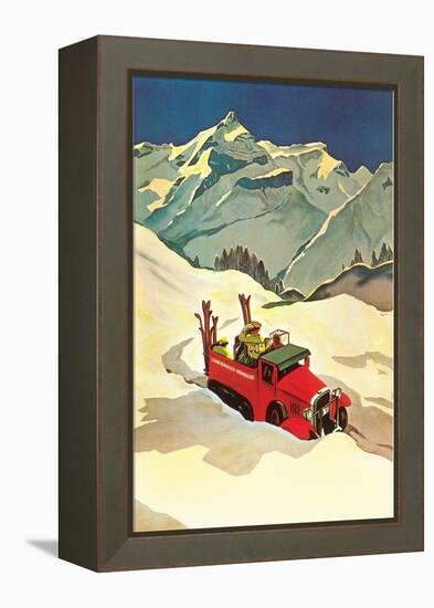 Ski Truck in Alps-null-Framed Stretched Canvas