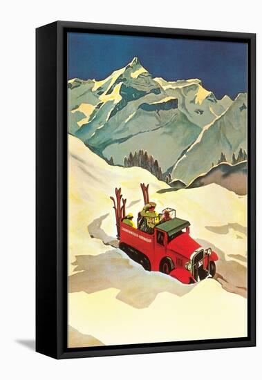 Ski Truck in Alps-null-Framed Stretched Canvas