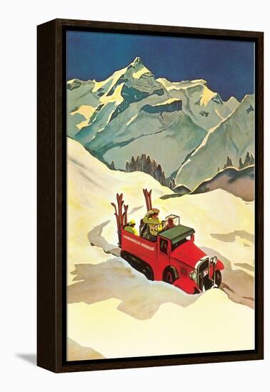 Ski Truck in Alps-null-Framed Stretched Canvas