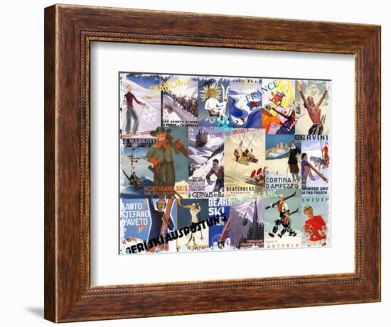 Ski Vacation Collage-null-Framed Giclee Print