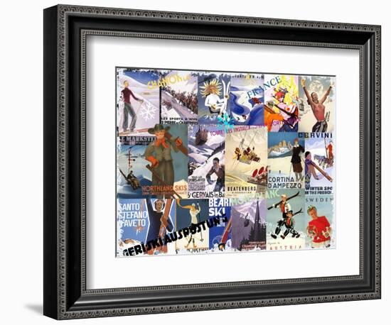 Ski Vacation Collage-null-Framed Giclee Print