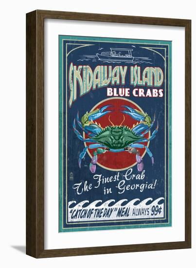 Skidaway Island, Georgia - Blue Crabs-Lantern Press-Framed Art Print