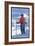 Skier Admiring, Lake Tahoe, California-Lantern Press-Framed Art Print