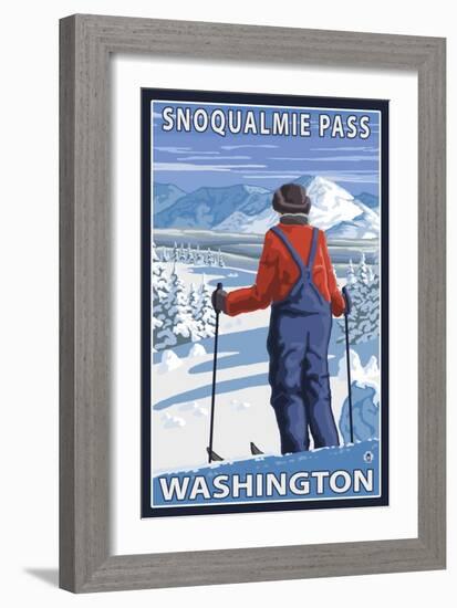 Skier Admiring, Snoqualmie Pass, Washington-Lantern Press-Framed Art Print