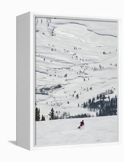 Skier at Jackson Hole Ski, Jackson Hole, Wyoming, United States of America, North America-Kimberly Walker-Framed Premier Image Canvas