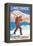 Skier Carrying Snow Skis, Lake Tahoe, California-Lantern Press-Framed Stretched Canvas