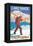 Skier Carrying Snow Skis, Lake Tahoe, California-Lantern Press-Framed Stretched Canvas