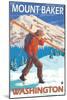 Skier Carrying Snow Skis, Mount Baker, Washington-Lantern Press-Mounted Art Print