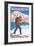 Skier Carrying Snow Skis, Snoqualmie Pass, Washington-Lantern Press-Framed Premium Giclee Print