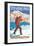 Skier Carrying Snow Skis, Stevens Pass, Washington-Lantern Press-Framed Art Print