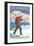 Skier Carrying - Wenatchee, WA-Lantern Press-Framed Premium Giclee Print