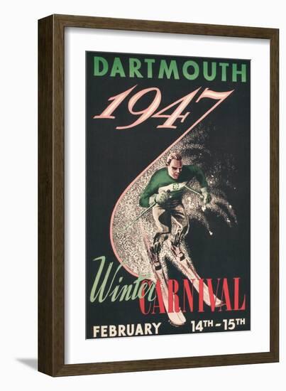 Skier, Dartmouth Winter Carnival-null-Framed Art Print