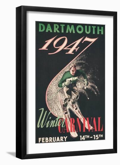 Skier, Dartmouth Winter Carnival-null-Framed Art Print