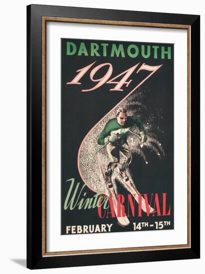 Skier, Dartmouth Winter Carnival-null-Framed Art Print