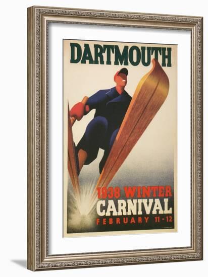 Skier, Dartmouth Winter Carnival-null-Framed Premium Giclee Print