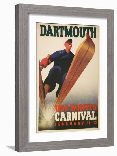 Skier, Dartmouth Winter Carnival-null-Framed Premium Giclee Print