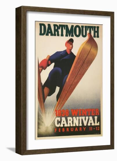 Skier, Dartmouth Winter Carnival-null-Framed Premium Giclee Print