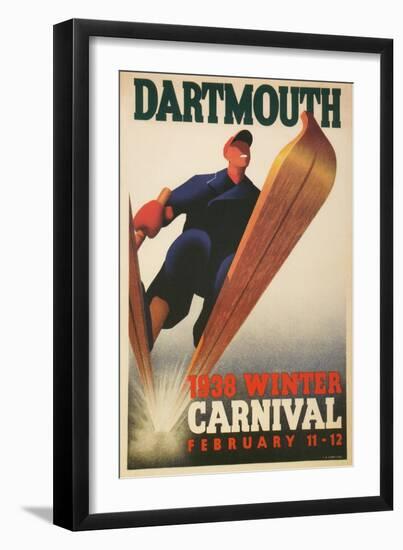 Skier, Dartmouth Winter Carnival-null-Framed Premium Giclee Print