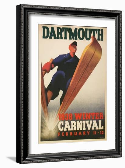 Skier, Dartmouth Winter Carnival-null-Framed Premium Giclee Print