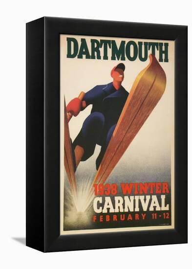 Skier, Dartmouth Winter Carnival-null-Framed Stretched Canvas