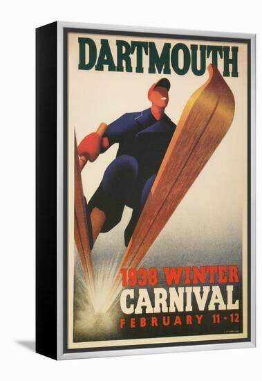 Skier, Dartmouth Winter Carnival-null-Framed Stretched Canvas