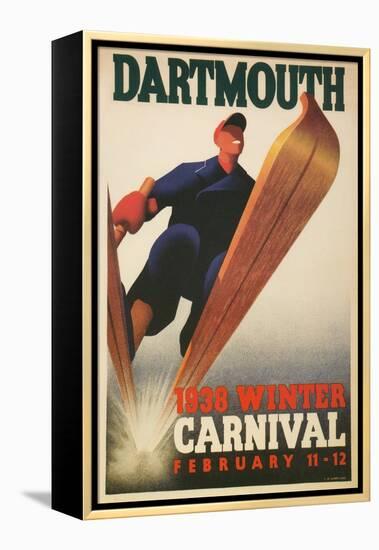 Skier, Dartmouth Winter Carnival-null-Framed Stretched Canvas