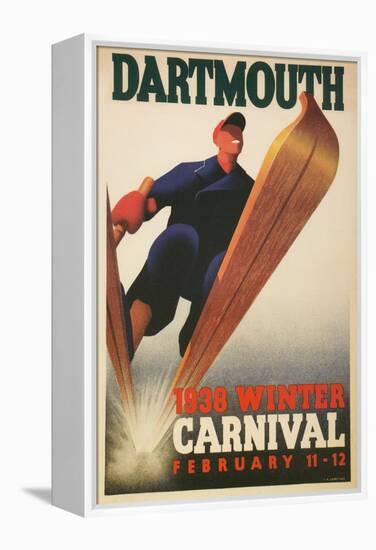 Skier, Dartmouth Winter Carnival-null-Framed Stretched Canvas