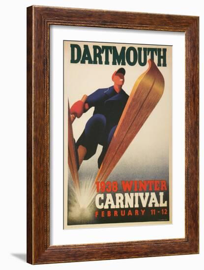 Skier, Dartmouth Winter Carnival-null-Framed Art Print