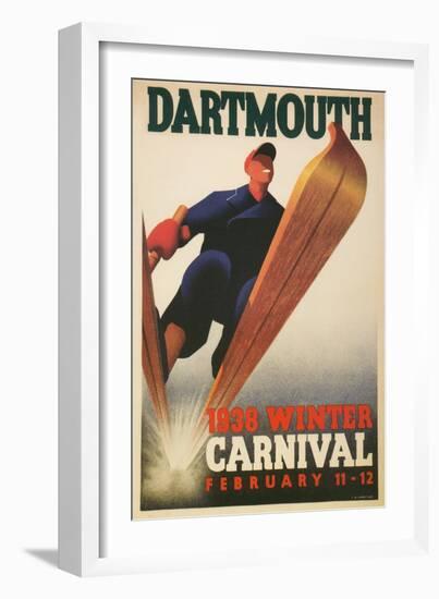 Skier, Dartmouth Winter Carnival-null-Framed Art Print