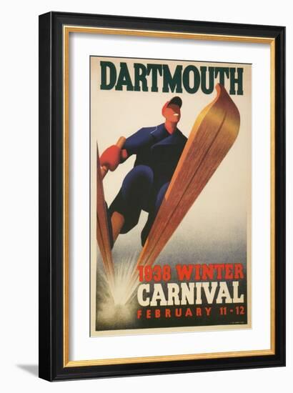 Skier, Dartmouth Winter Carnival-null-Framed Art Print