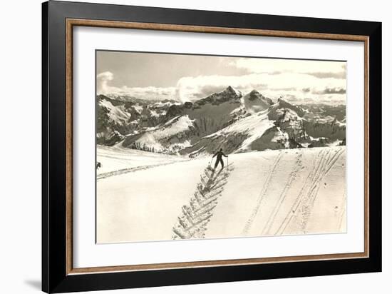 Skier Doing Herring-Bone Uphill-null-Framed Art Print