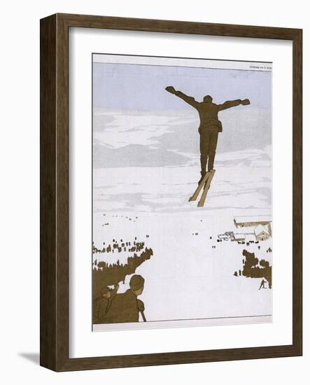 Skier Flies Through the Air-Olaf Gulbransson-Framed Photographic Print