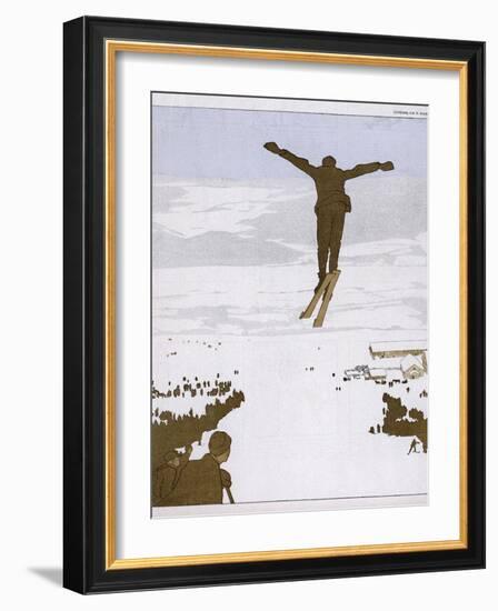 Skier Flies Through the Air-Olaf Gulbransson-Framed Photographic Print